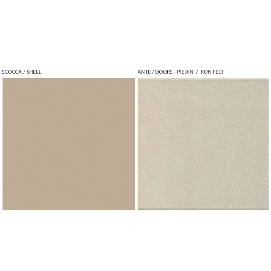 خزانة تلفزيون ببابين ودرج واحد من النيكل والكربون - إنجا Viadurini