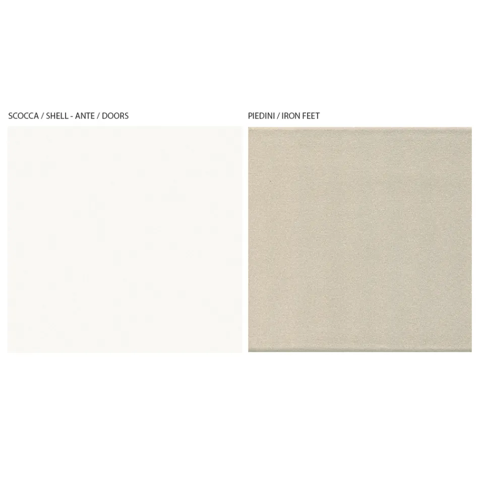 خزانة تلفزيون ببابين من كاناليتو وتشطيب أبيض، صنع في إيطاليا - كاري Viadurini