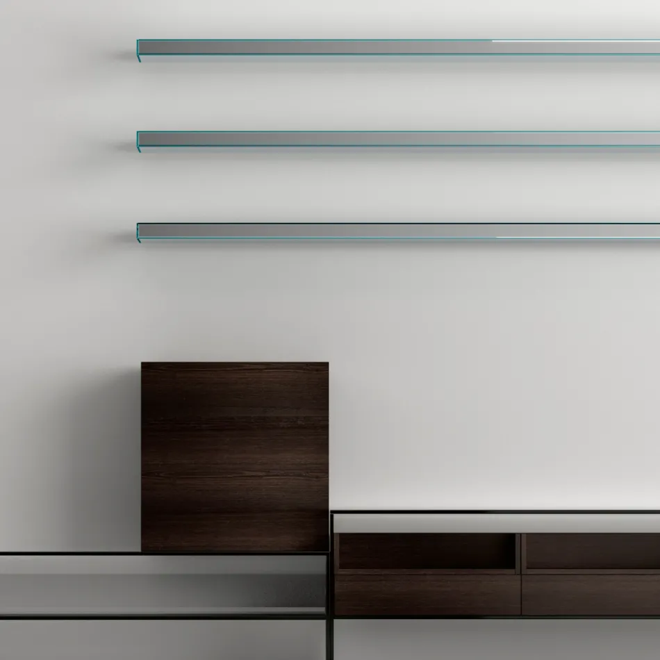 حامل تلفزيون بثلاثة رفوف وحاوية مفصلية صنع في إيطاليا - رومان Viadurini