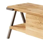 حامل تلفزيون من خشب البلوط المعقود والمعدن، صنع في إيطاليا - جينيفر Viadurini