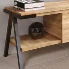 حامل تلفزيون من خشب البلوط المعقود والمعدن، صنع في إيطاليا - جينيفر Viadurini