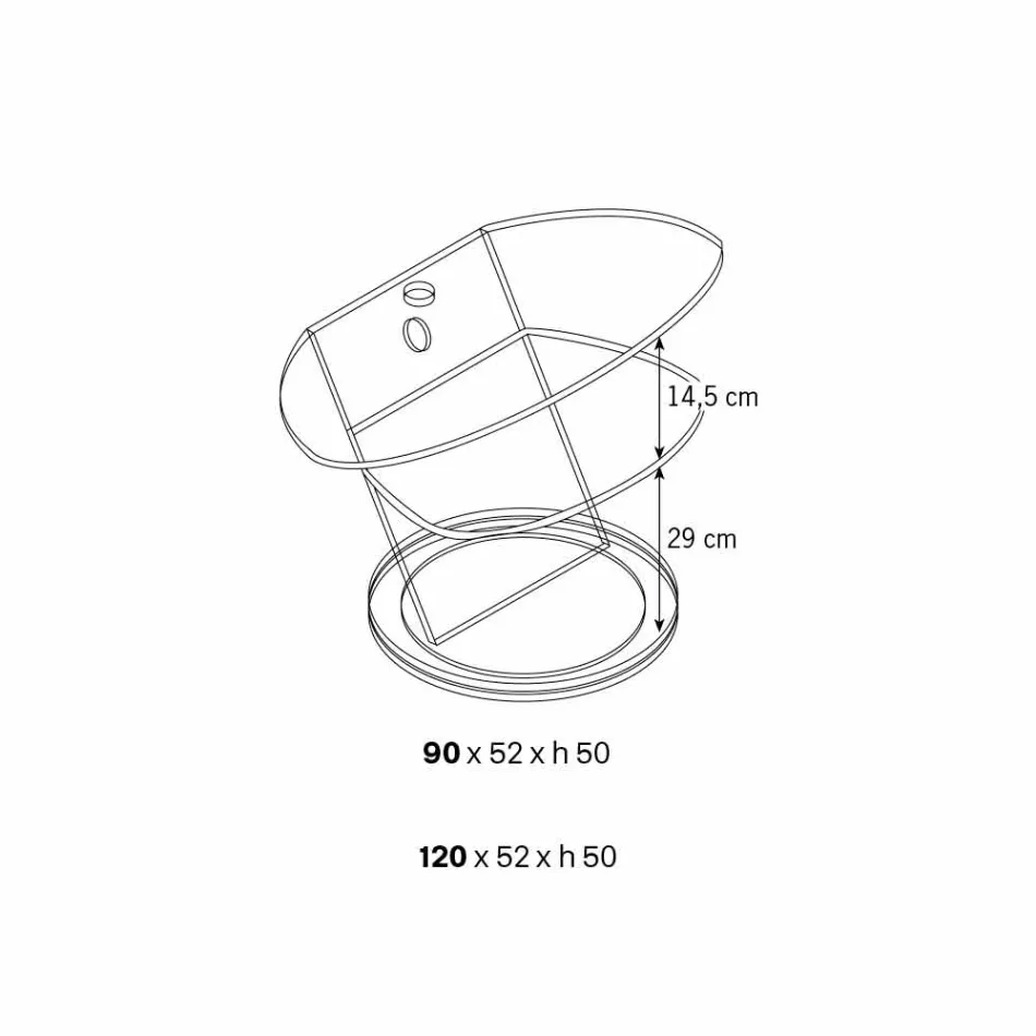 خزانة تلفزيون زجاجية بقاعدة دوارة ورفّين - سالمي Viadurini