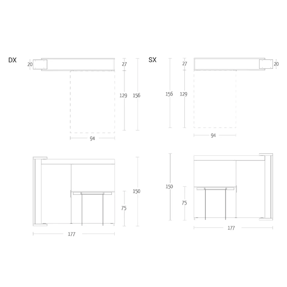 خزانة دوارة متعددة الوظائف مع حامل تلفزيون وطاولة مدمجة، صنع في إيطاليا - Illusione Viadurini