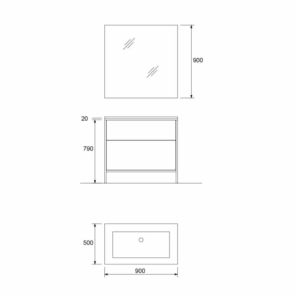 أثاث حمام فاخر بتصميم خشبي 90 سم، صنع في إيطاليا - سيزكو Viadurini