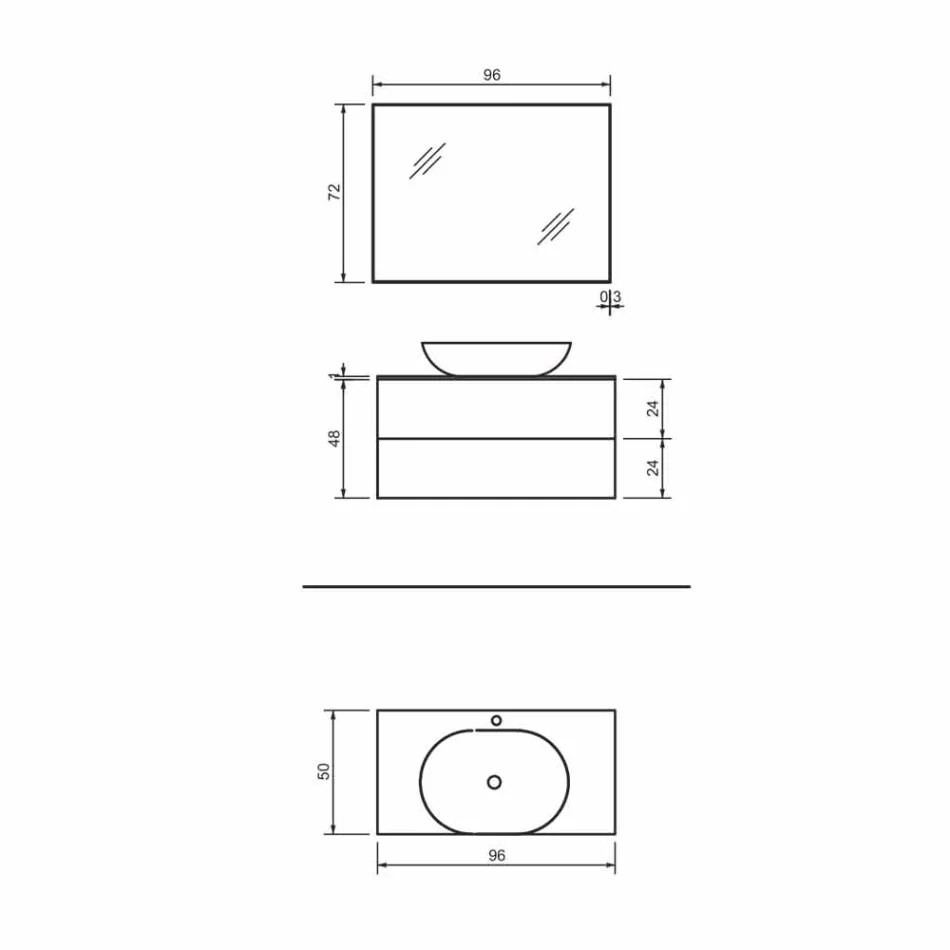 قاعدة أثاث حمام معلقة بدرجين وحوض غسيل ومرآة، بريشيس - رينجا Viadurini