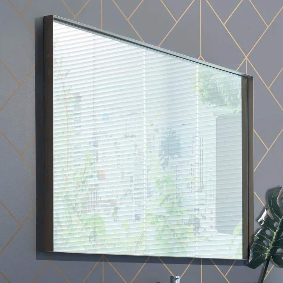 أثاث حمام معلق من الخشب والمعدن والسيراميك، عرض 96 سم، ثمين - رينجا Viadurini