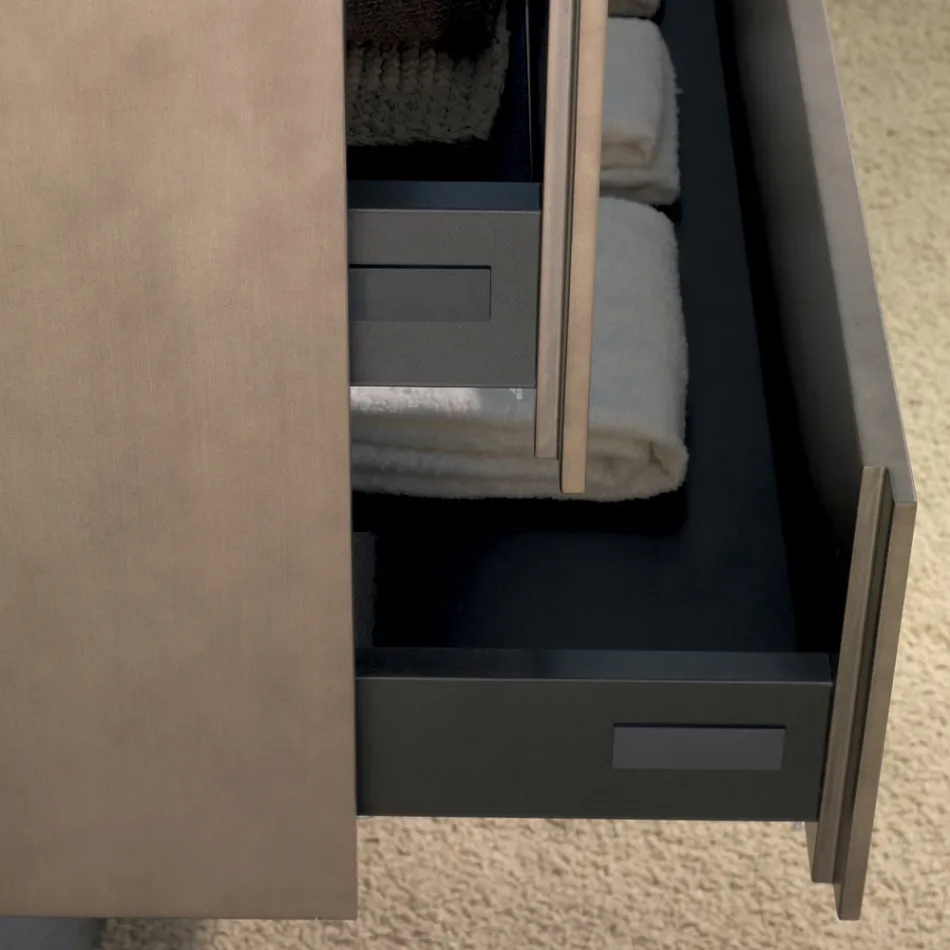 أثاث حمام معلق من الخشب والمعدن والسيراميك، عرض 96 سم، ثمين - رينجا Viadurini