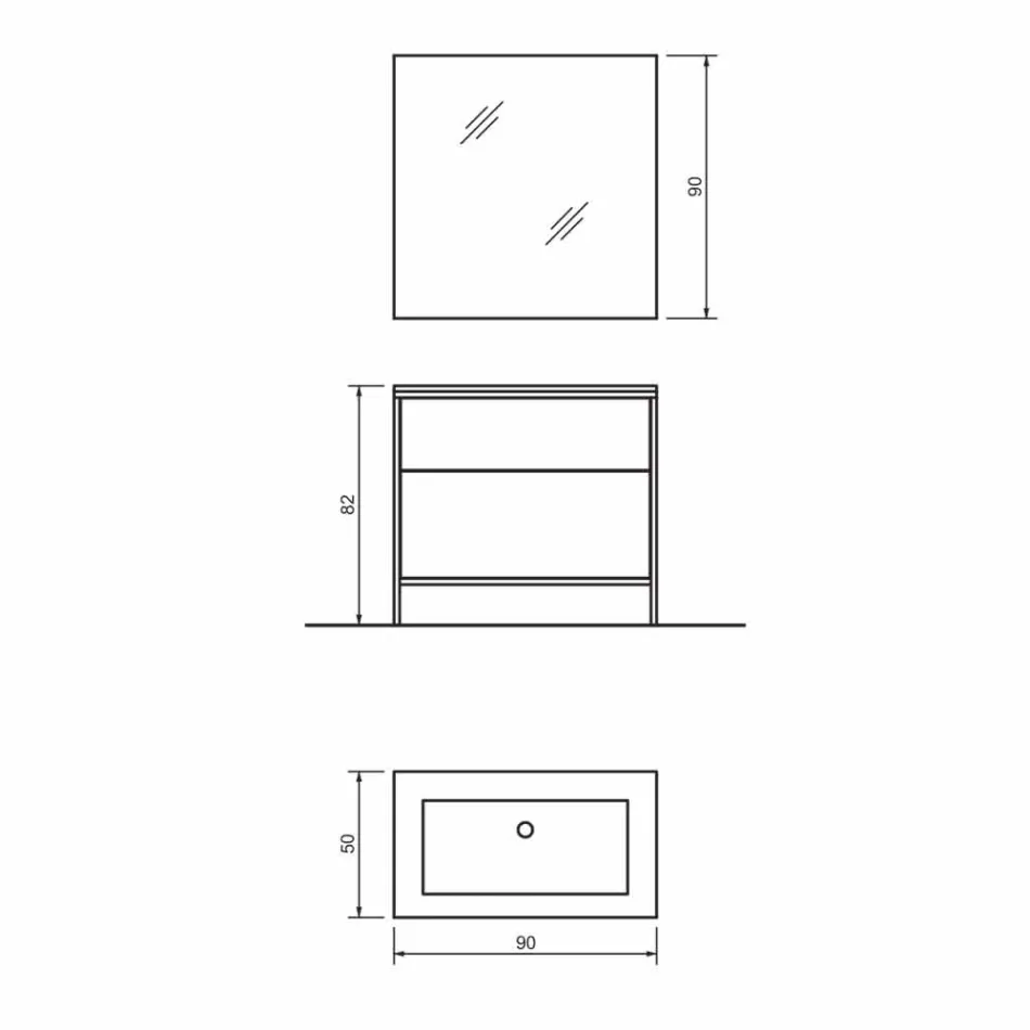 أثاث حمام أرضي من معدن النحاس وخشب إم دي إف أبيض، صنع في إيطاليا - سيزكو Viadurini