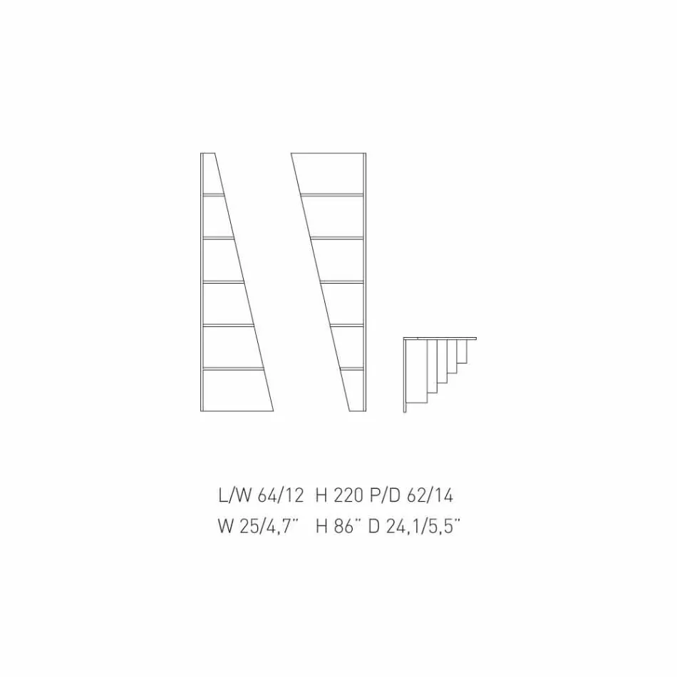 مكتبة زاوية بتصميم My Home Esquina مصنوعة من مادة MDF مطلية بالورنيش، ارتفاع 220 سم، صنعت في إيطاليا Viadurini