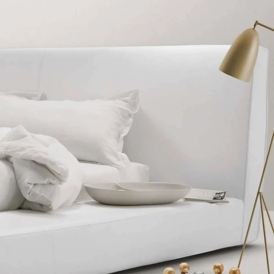 سرير مزدوج مبطن من الجلد من My Home Long Island مصنوع في إيطاليا Viadurini