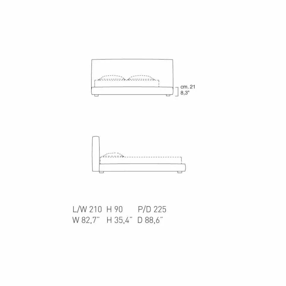 سرير مزدوج مبطن من الجلد من My Home Long Island مصنوع في إيطاليا Viadurini