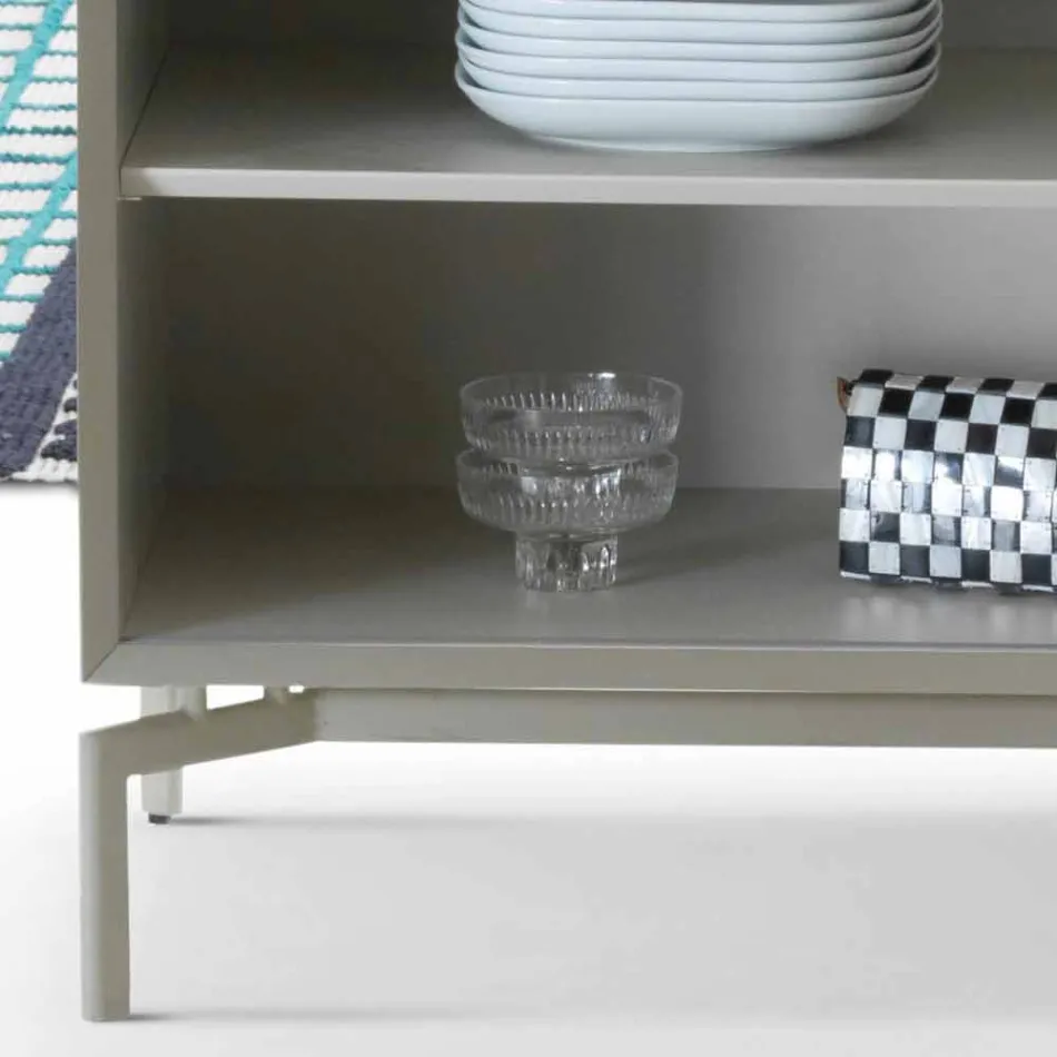 خزانة جانبية بتصميم My Home Mirage مصنوعة من مادة MDF مطلية بالورنيش، ارتفاع 71 سم × طول 210 سم، صنعت في إيطاليا Viadurini