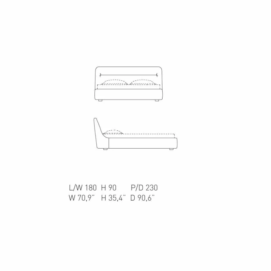 سرير مزدوج مبطن من My Home Sleepway مقاس 180×90 سم، صنع في إيطاليا Viadurini