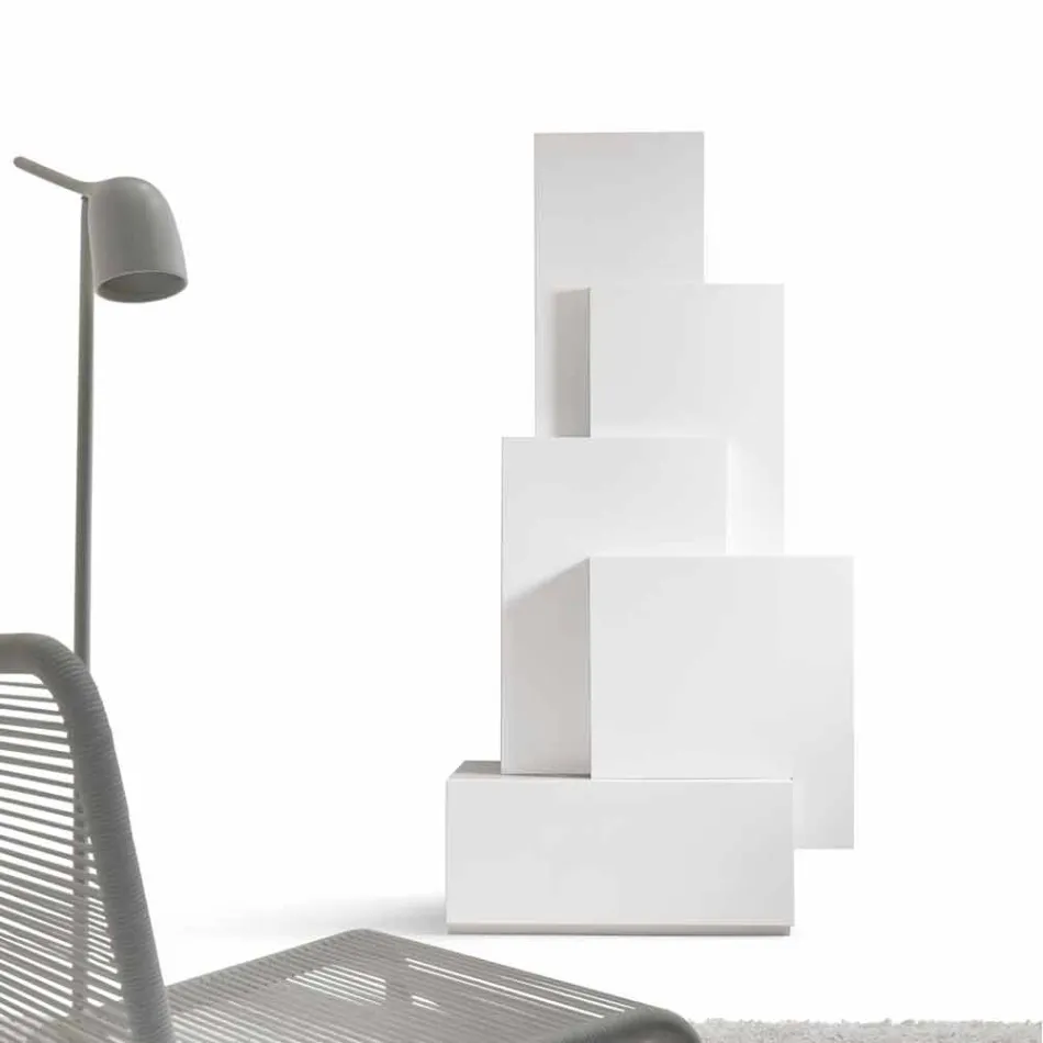 تصميم برج غرفة المعيشة المتنقلة My Home Tetris مصنوع من خشب MDF بارتفاع 196 سم، صنع في إيطاليا Viadurini