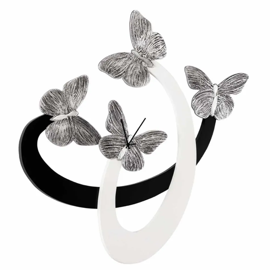 ساعة حائط مصممة باللون العاجي / الأسود مصنوعة يدويًا في إيطاليا زينيا Viadurini