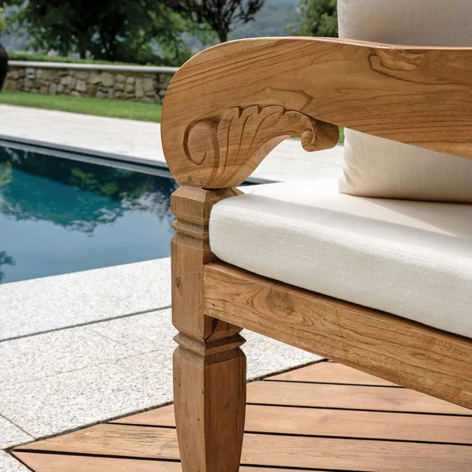 مقعد ٢١٠×١١٢ سم من خشب الساج المعاد تدويره مع وسائد - مامولو Viadurini