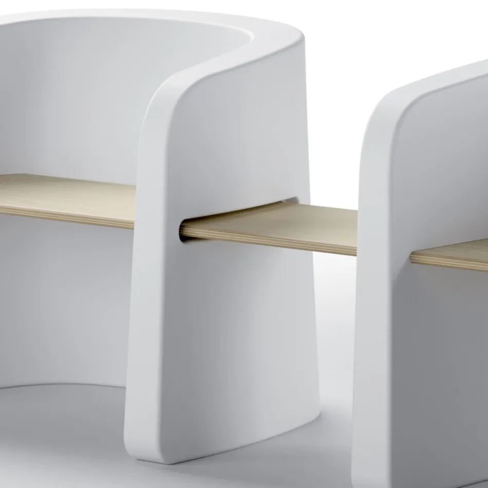 مقعد حديقة من البولي إيثيلين وخشب البتولا صنع في إيطاليا - تالولا Viadurini