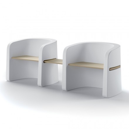 مقعد حديقة من البولي إيثيلين وخشب البتولا صنع في إيطاليا - تالولا Viadurini