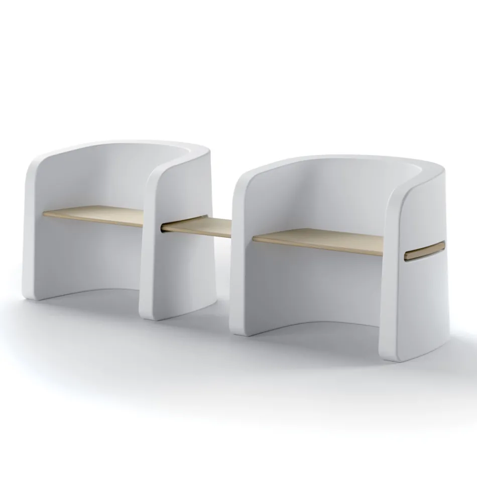 مقعد حديقة من البولي إيثيلين وخشب البتولا صنع في إيطاليا - تالولا Viadurini