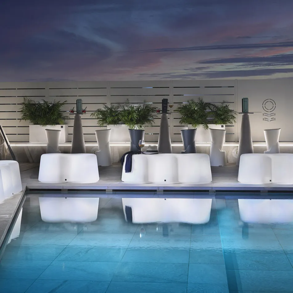 مقعد خارجي مموج من البولي إيثيلين صنع في إيطاليا - بريندا Viadurini