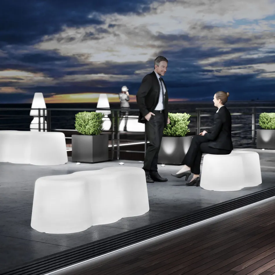 مقعد خارجي مموج من البولي إيثيلين صنع في إيطاليا - بريندا Viadurini