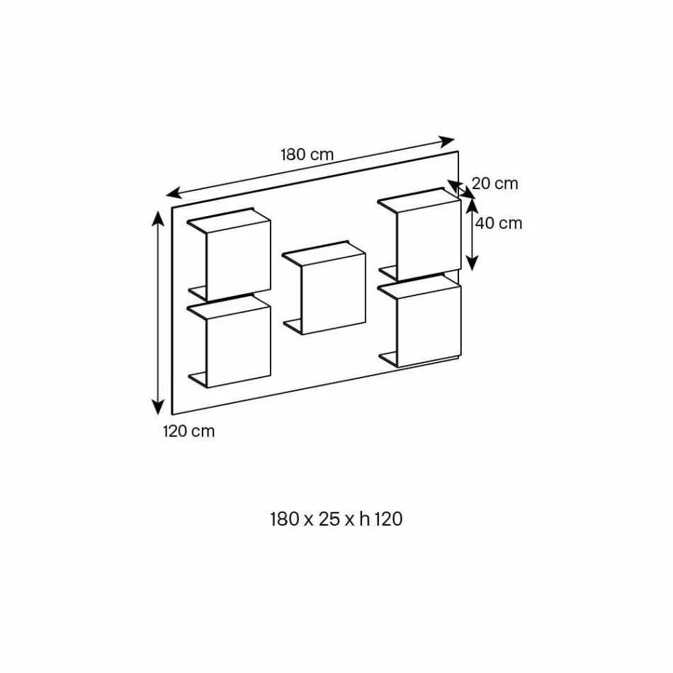 لوحة حائط من خشب الجوز كاناليتو وأرفف زجاجية بمقاسين - ريحان Viadurini