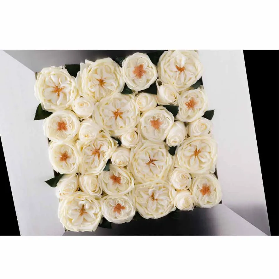 لوحة حائط مزخرفة من المعدن والورود البيضاء، صنع في إيطاليا - روزينا Viadurini