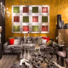 لوحة زخرفية من المعدن والخيزران الصناعي مصنوعة في إيطاليا - الخيزران Viadurini