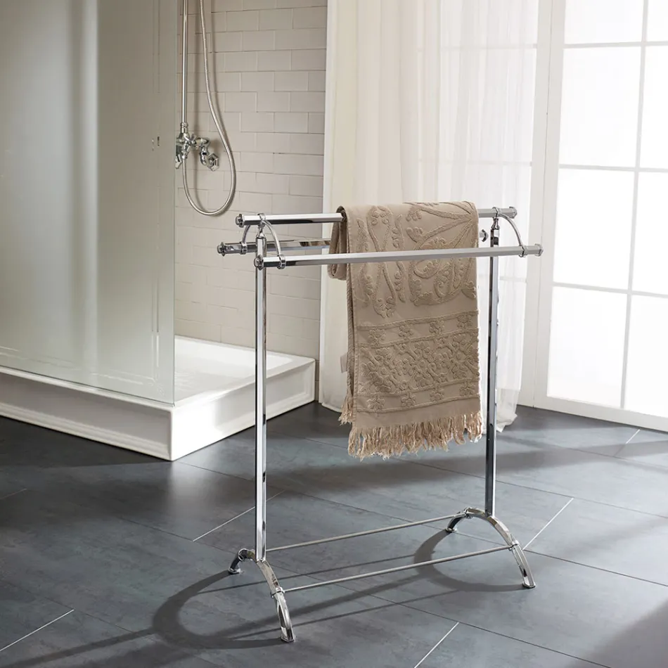 حامل مناشف حمام نحاسي عتيق، صنع في إيطاليا - أريستيد Viadurini