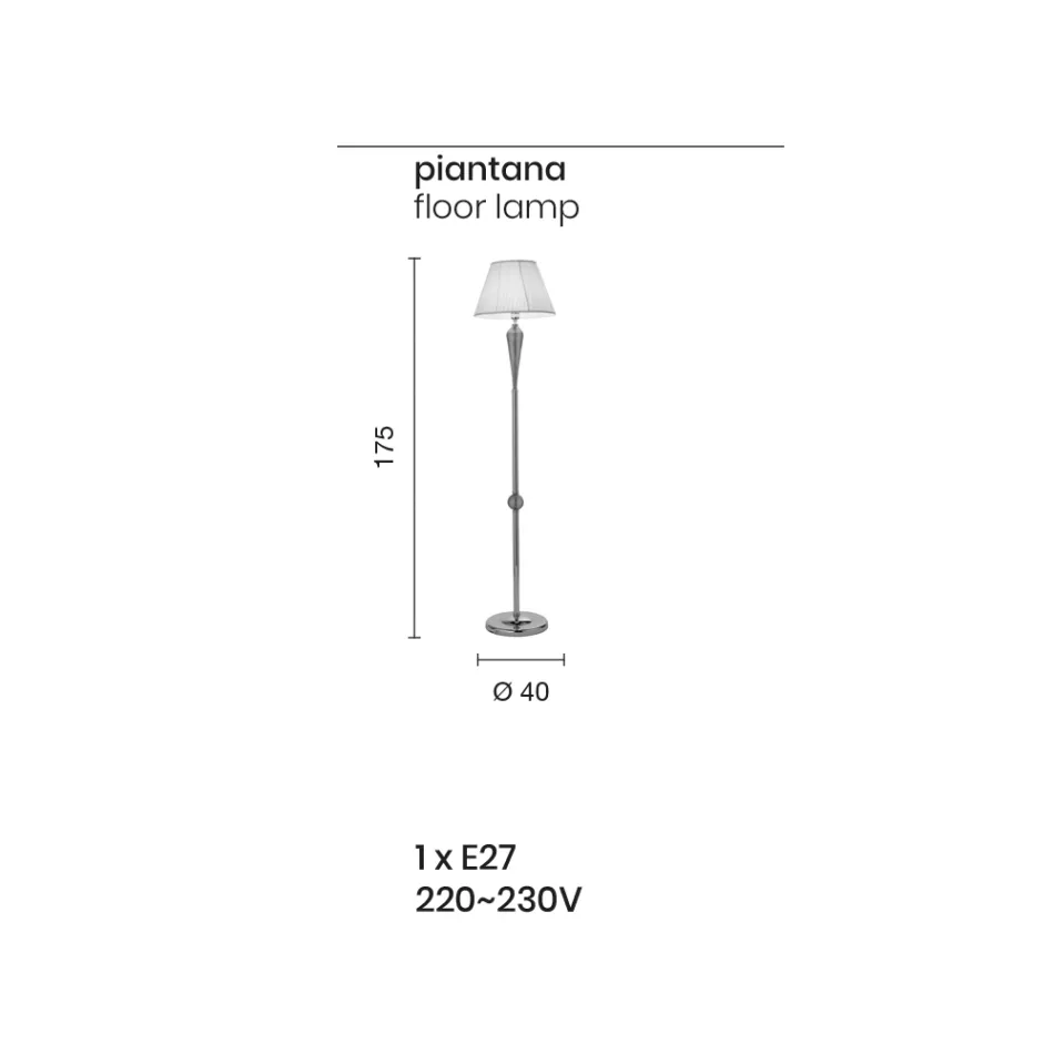مصباح أرضي كلاسيكي مصنوع يدويًا من زجاج ريغاتون ومعدن ذهبي - فييفول Viadurini