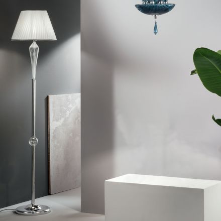 مصباح أرضي كلاسيكي مصنوع يدويًا من زجاج ريغاتون ومعدن ذهبي - فييفول Viadurini