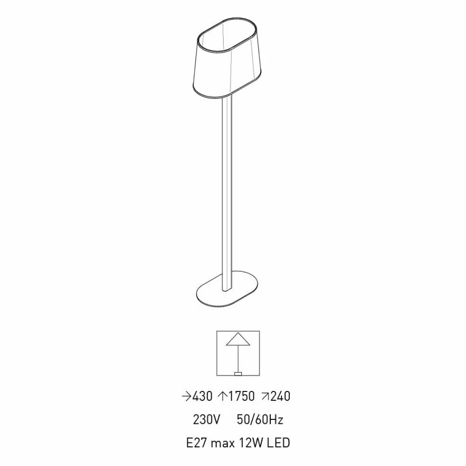 مصباح أرضي بتصميم عصري مصنوع من المعدن مع غطاء قماشي مصنوع في إيطاليا - Jump Viadurini