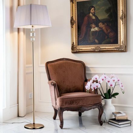 مصباح أرضي كريستالي مع غطاء مصباح مصنوع في إيطاليا - إنسبروك Viadurini