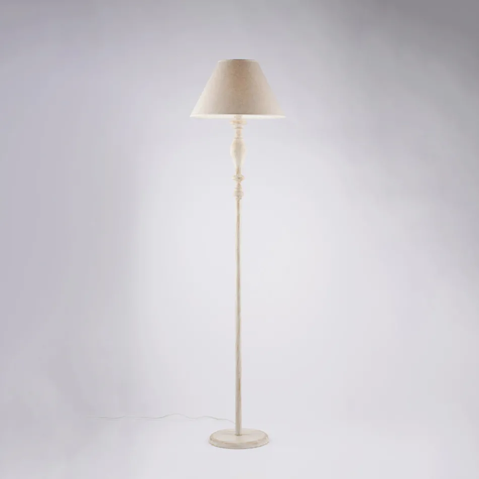 مصباح أرضي وغطاء مصباح من الخشب والحديد، صنع في إيطاليا، للديكور الداخلي - توسكانا Viadurini