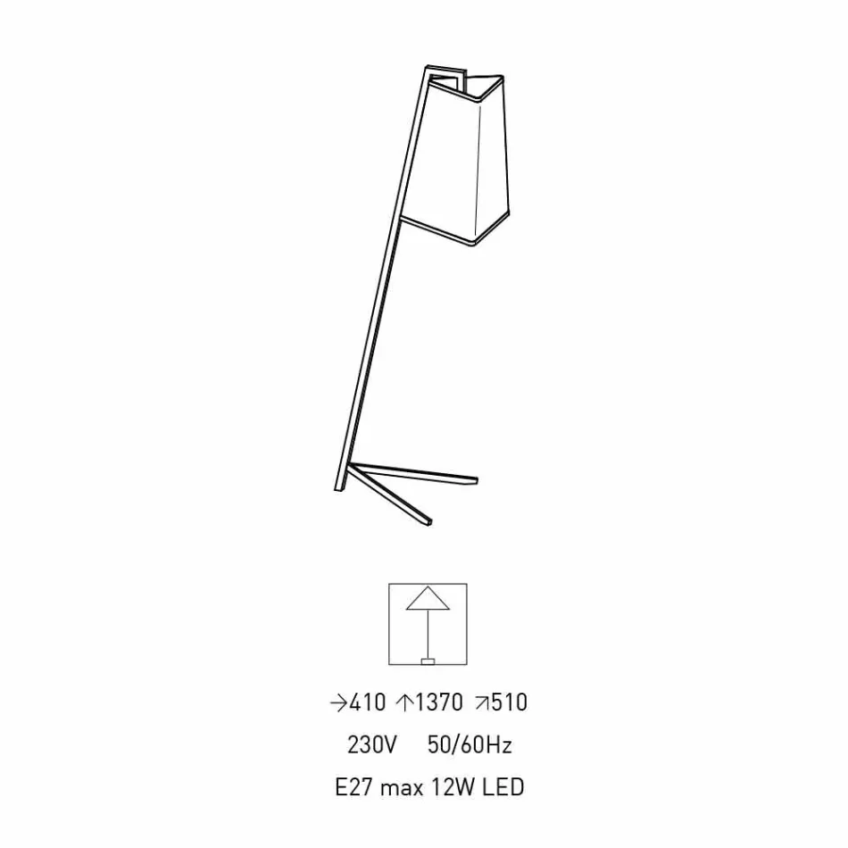 مصباح أرضي معدني مع غطاء قطني أبيض عصري، صنع في إيطاليا - بارتون Viadurini