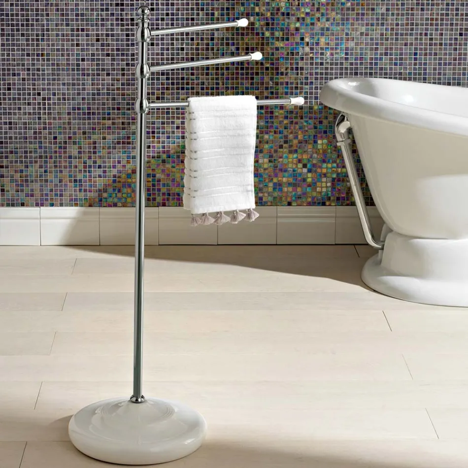 حامل مناشف عتيق بثلاثة أذرع من النحاس والسيراميك - ليون Viadurini