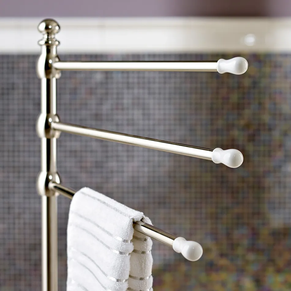 حامل مناشف عتيق بثلاثة أذرع من النحاس والسيراميك - ليون Viadurini