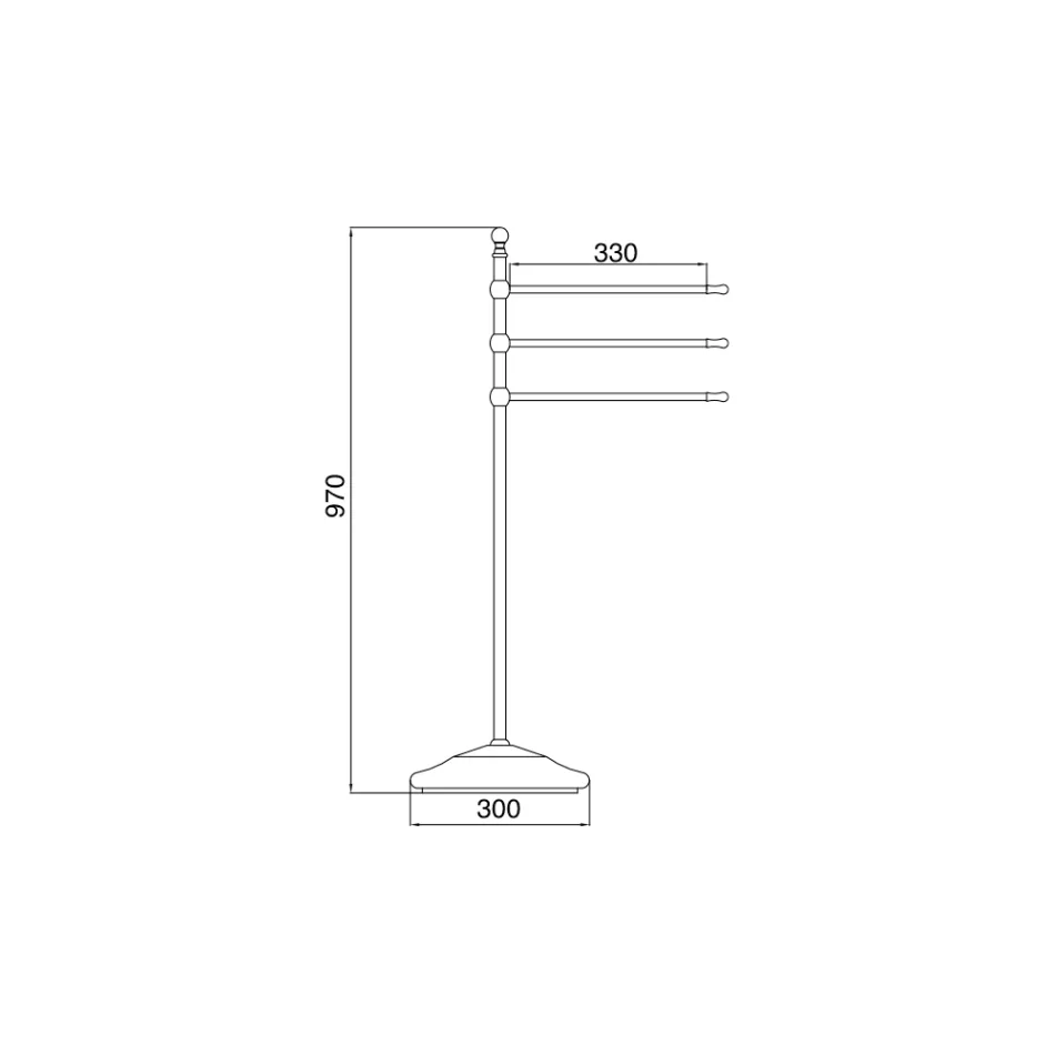 حامل مناشف عتيق بثلاثة أذرع من النحاس والسيراميك - ليون Viadurini