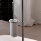 مصباح أرضي عتيق من تيرا مع حامل ورق وحامل فرشاة حمام من النحاس والسيراميك - كان Viadurini