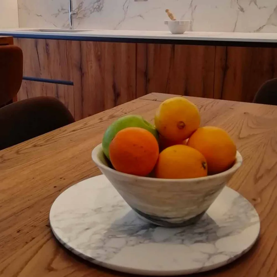 طبق تقديم دائري من رخام كارارا الأبيض صنع في إيطاليا - كاميل Viadurini