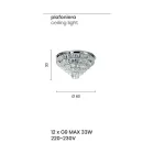 مصباح سقف كلاسيكي من المعدن الفضي وقلادات الكريستال - جيروم Viadurini