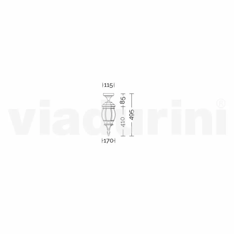 مصباح سقف خارجي مصنوع من الألومنيوم المصبوب في إيطاليا، أنيكا Viadurini