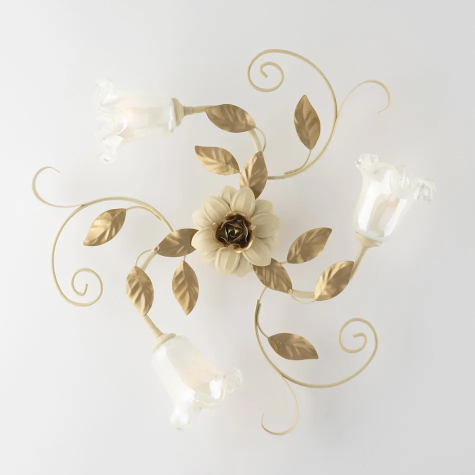 مصباح سقف من الحديد المطلي باللون العاجي، صنع في إيطاليا، للديكور الداخلي - مراكش Viadurini