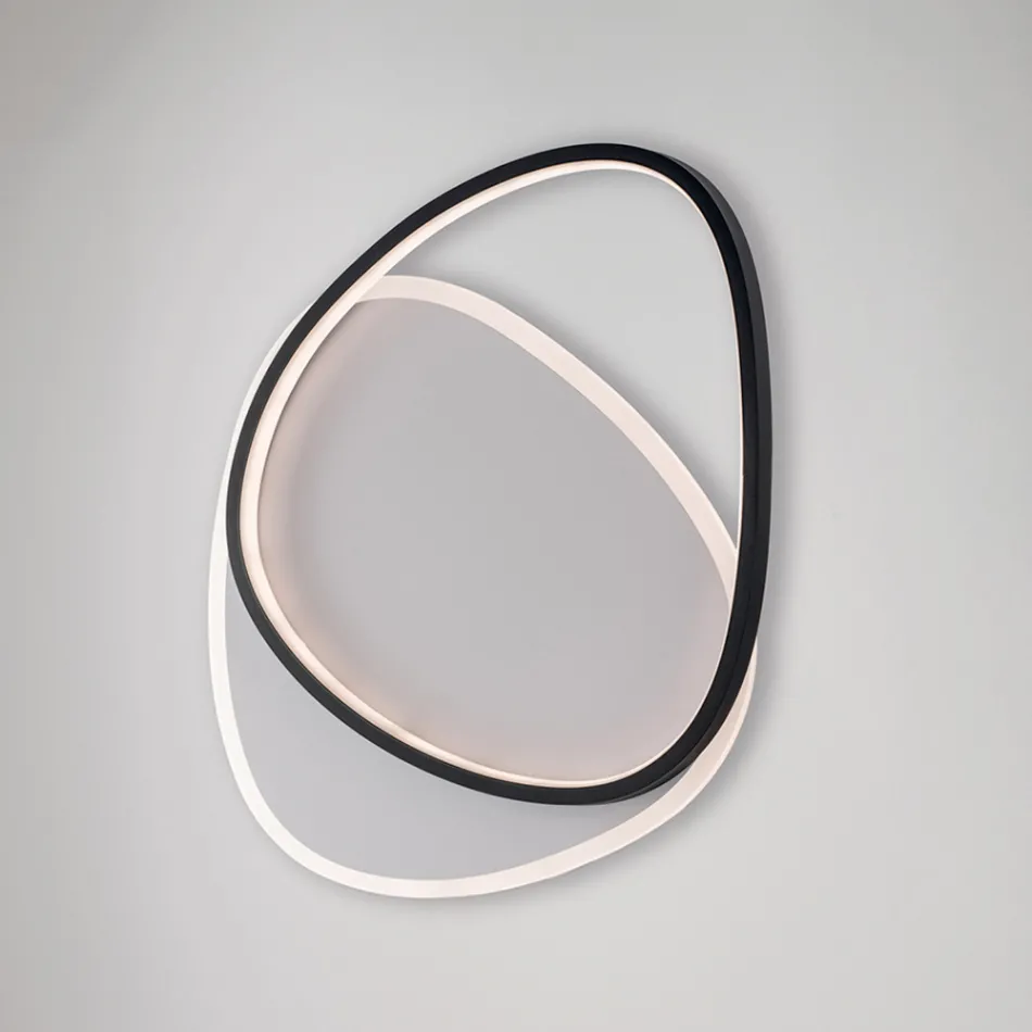 مصباح سقف معدني LED أسود وأبيض من نوع Ophiuchus للإضاءة الداخلية Viadurini