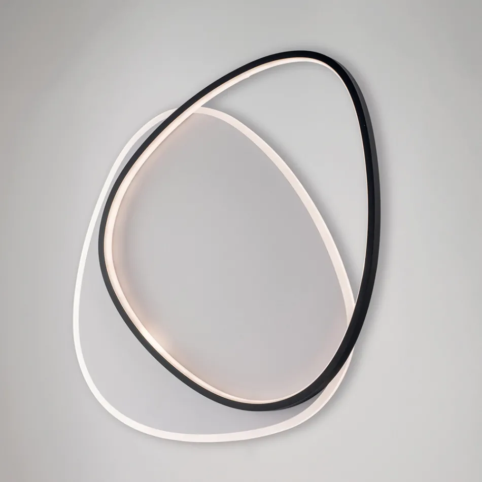 مصباح سقف معدني LED أسود وأبيض من نوع Ophiuchus للإضاءة الداخلية Viadurini