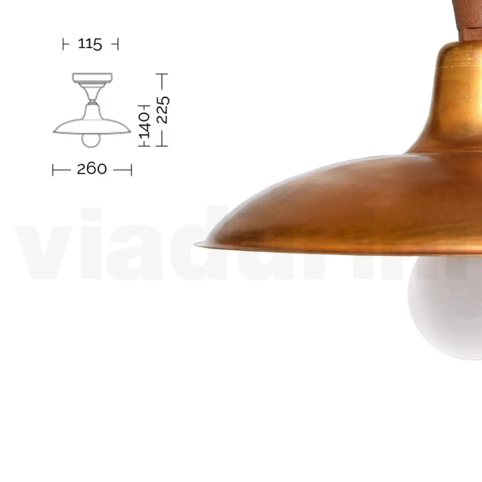 مصباح سقف خارجي عتيق من الألومنيوم والنحاس صنع في إيطاليا - أديلا Viadurini