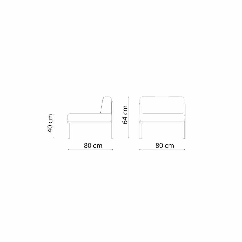 كرسي بذراعين مركزي قابل للتعديل للاستخدام الخارجي مصنوع من المعدن والقماش، صنع في إيطاليا - كولا Viadurini