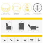 كرسي رفع قماشي مع وظائف رفع واسترخاء وسرير - رومينا Viadurini