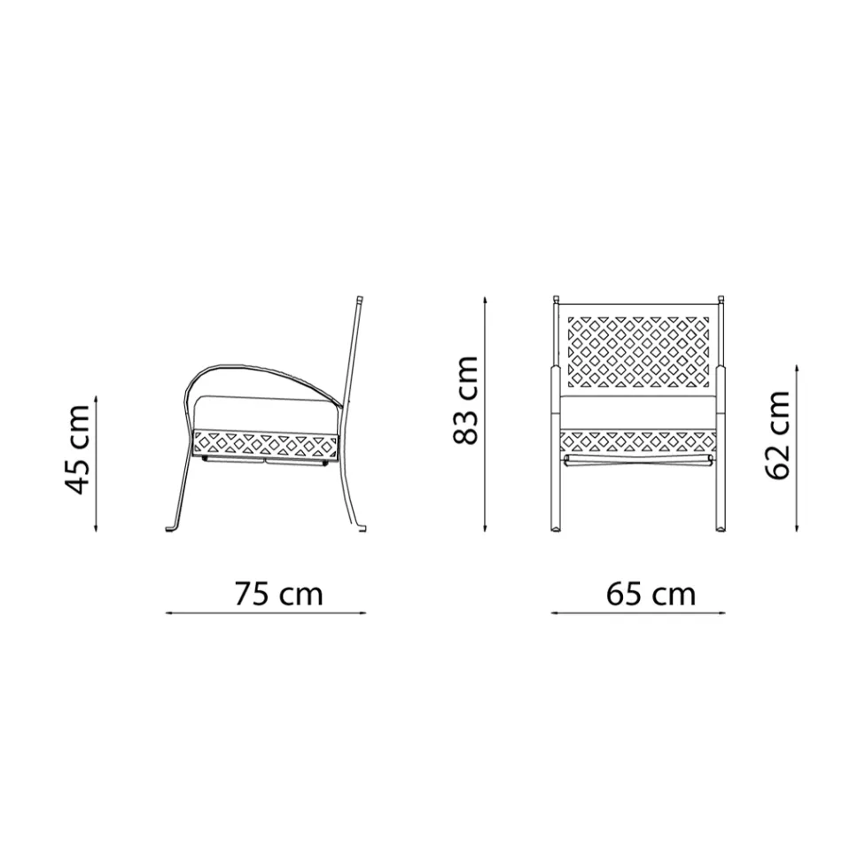 كرسي حديقة منخفض مصنوع من الفولاذ المجلفن مع مساند للذراعين، صنع في إيطاليا - سيلفاجيا Viadurini