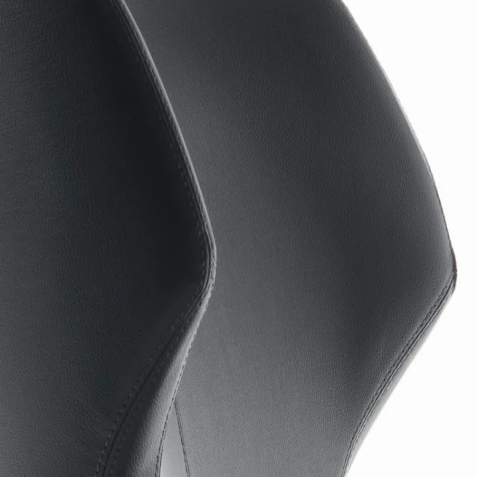 كرسي بذراعين بهيكل فولاذي ومقعد من الجلد البيئي الجرافيتي، صنع في إيطاليا - ريجيو Viadurini